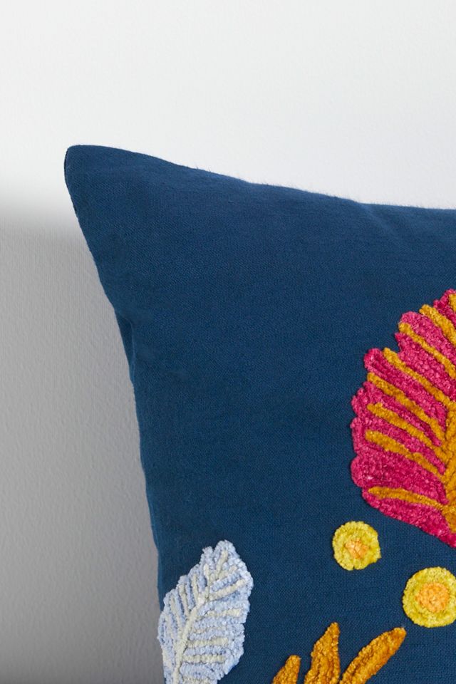 Embroidered Foliage Chenille Pillow #3