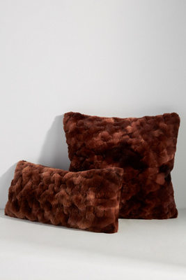 Anthropologie Luxe Faux Fur Pillow In Brown