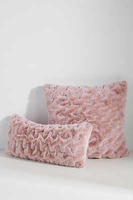 Anthropologie Luxe Faux Fur Pillow In Pink