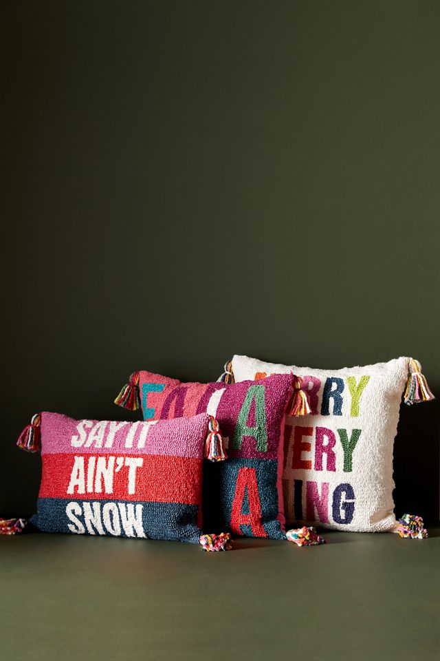 Seasons Greetings Hooked Pillow #1