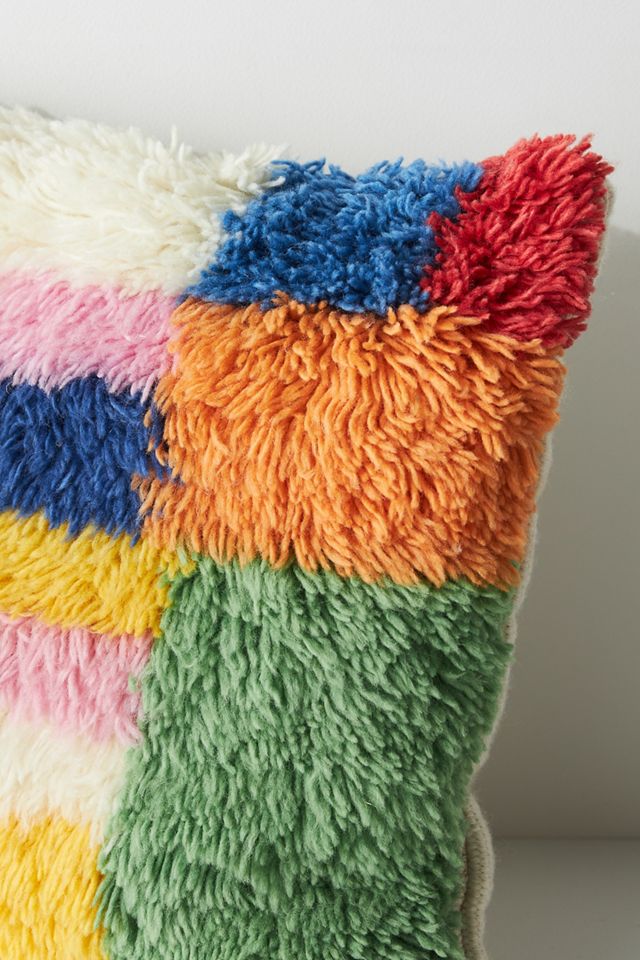 Checkered Shag Rug Pillow #3