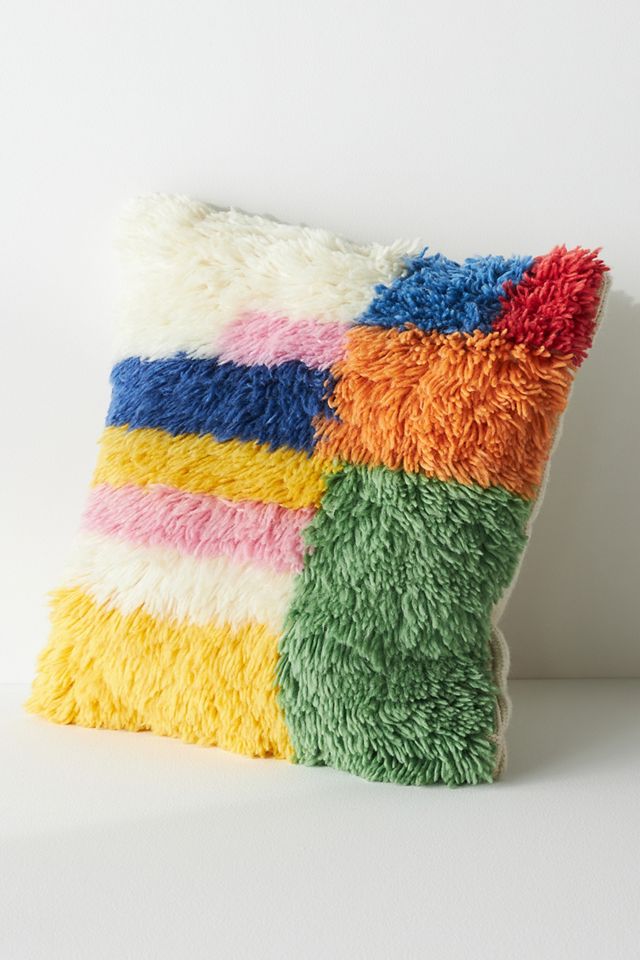 Checkered Shag Rug Pillow #1