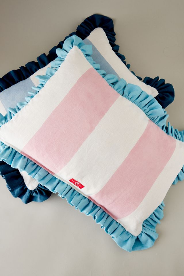 Molly Mahon Stripe Linen Ruffle Cushion #2