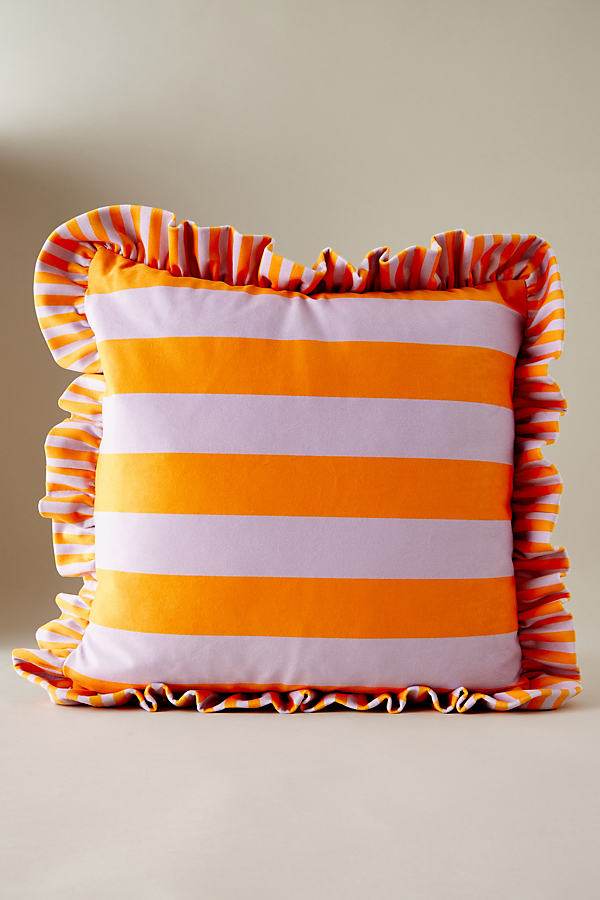Colours of Arley for Anthropologie Stripe Frilly Square Cushion