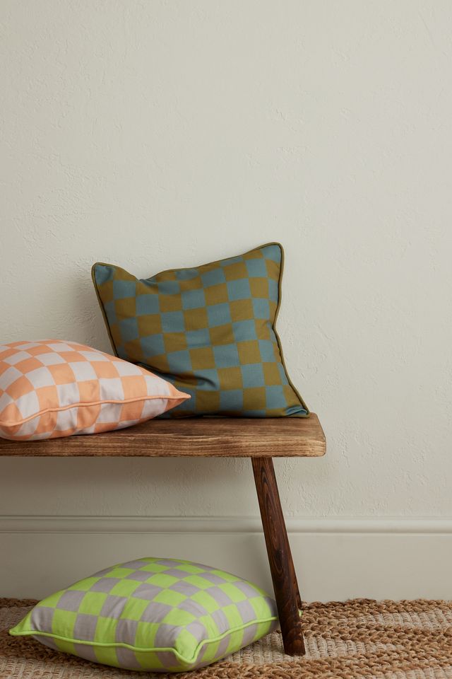 Colours of Arley Orange Check Cushion #1
