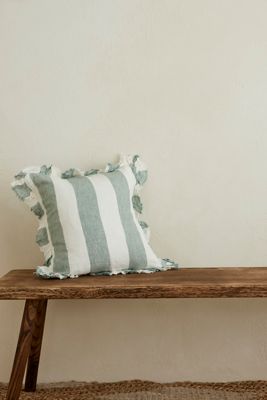 Coussin en Lin Rayé Bleu Sarcelle Hallie d'Ellenvale Interiors
