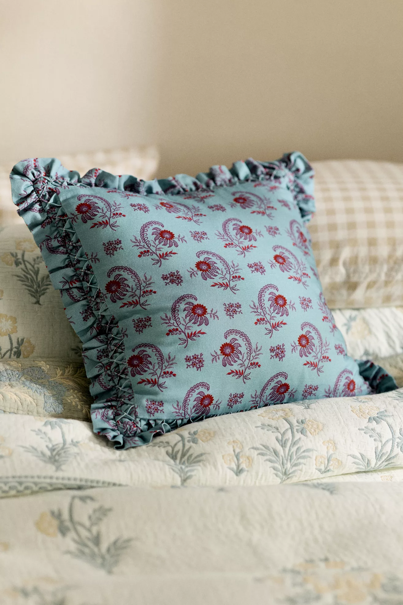 Bernadette Cotton Floral Ruffle Pillow