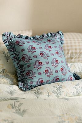 Bernadette Cotton Floral Ruffle Pillow