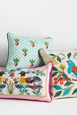Daniella Cotton Needlepoint Novelty Pillow