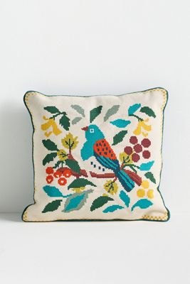 Daniella Cotton Needlepoint Novelty Pillow