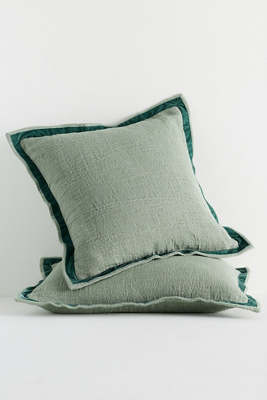 Anthropologie Emory Linen Velvet Bordered Pillow