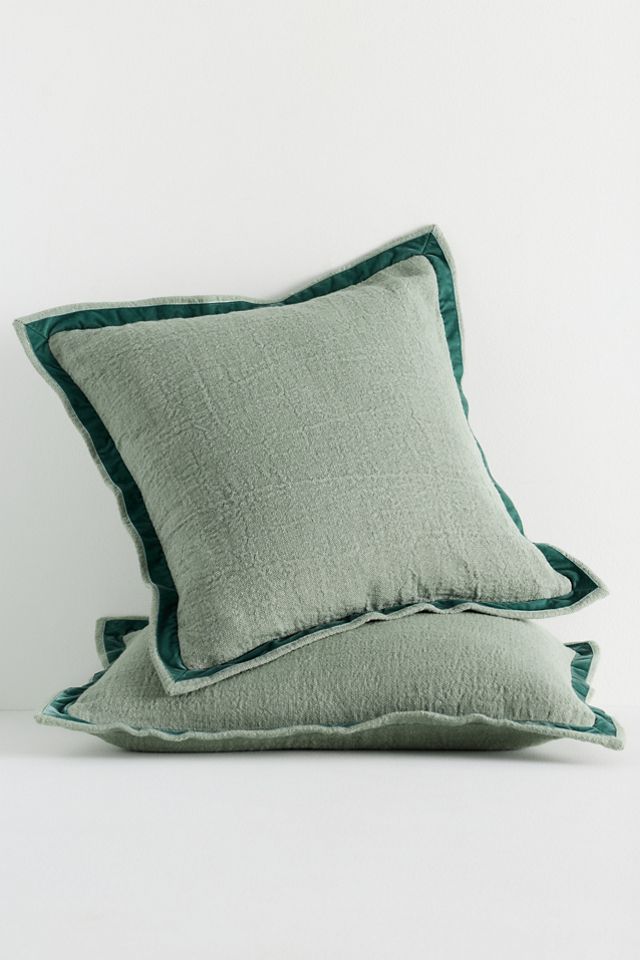 Emory Linen Velvet Bordered Pillow #1