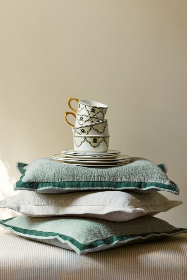 Emory Linen Velvet Bordered Pillow #1