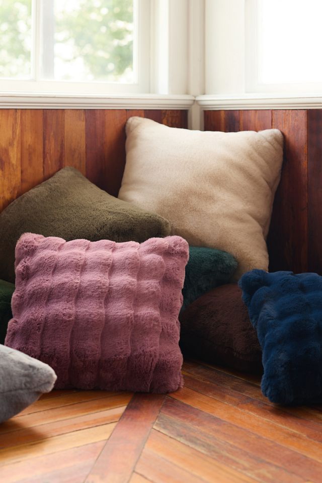 Scallop Carved Faux-Fur Throw Pillow  #4