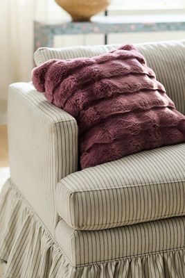 Scallop Carved Faux-Fur Pillow