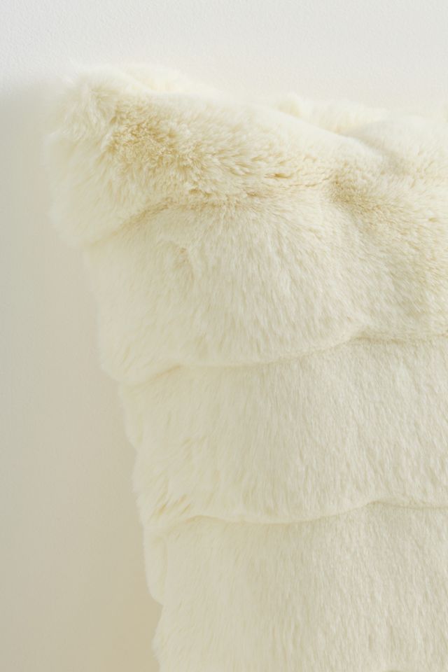 Scallop Carved Faux-Fur Throw Pillow #1