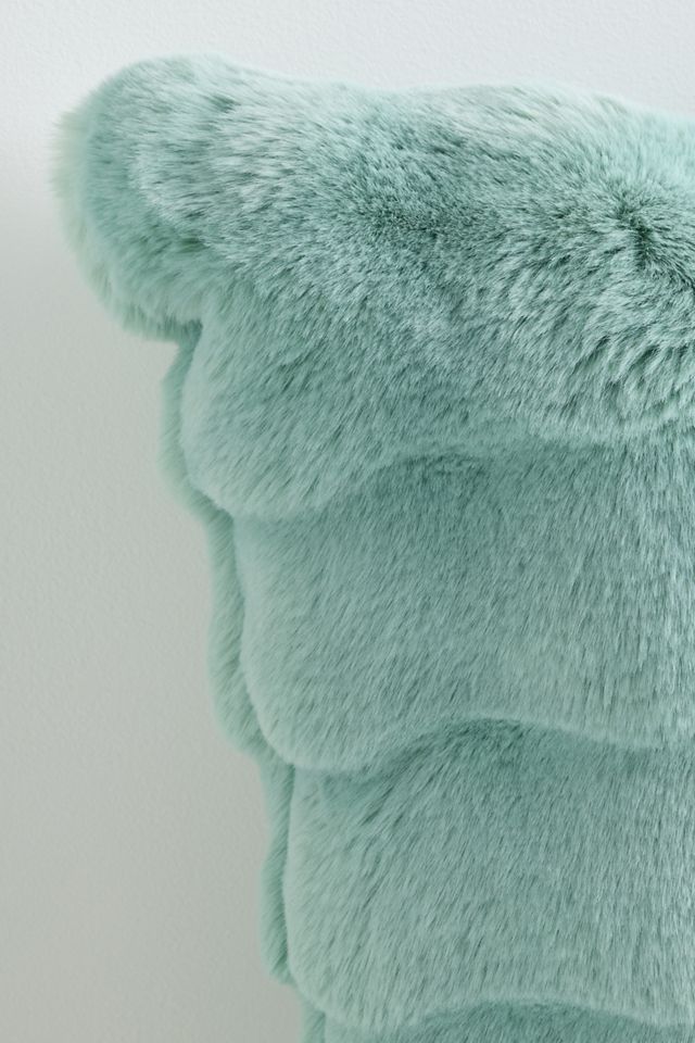 Scallop Carved Faux-Fur Throw Pillow #1