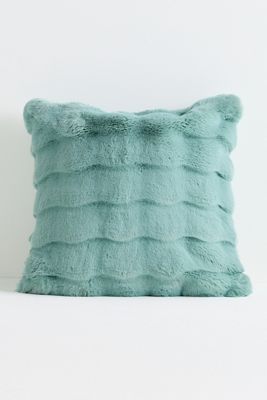 Scallop Carved Faux Fur Throw Pillow