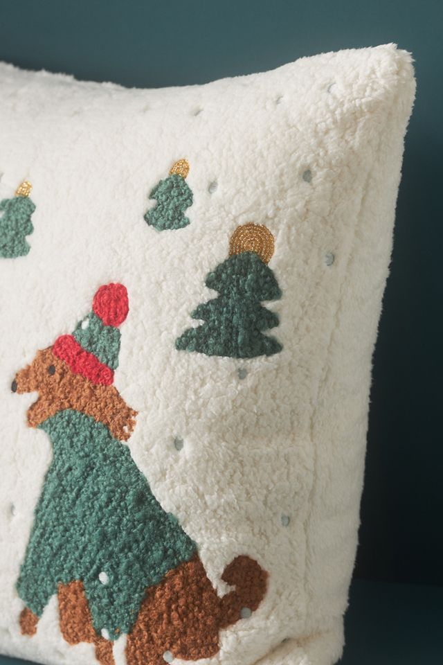 Mila Embroidered Faux-Shearling Pillow #3
