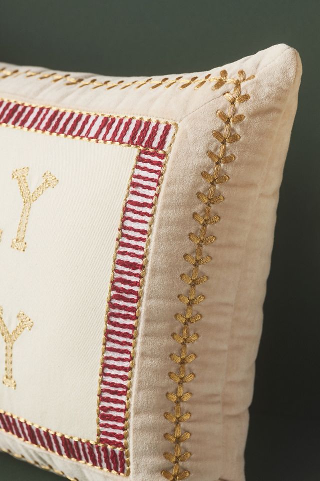 Shayla Festive Text Cotton Velvet Pillow #3