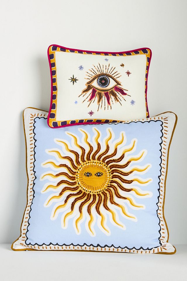 Fortune Embroidered Cotton Slub Pillow #2