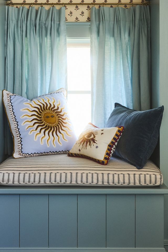 Fortune Embroidered Cotton Slub Pillow #1