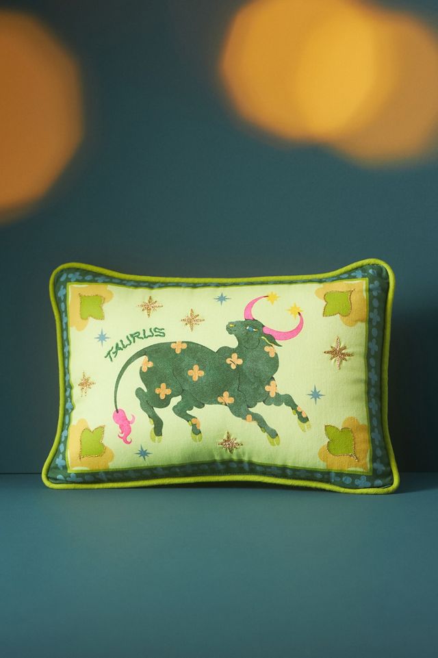 Lou Benesch x Anthropologie Mini Stargazer Embroidered Cotton Zodiac Pillow
