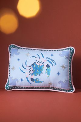 LOU BENESCH X ANTHROPOLOGIE STARGAZER COTTON EMBROIDERED MINI ZODIAC PILLOW 