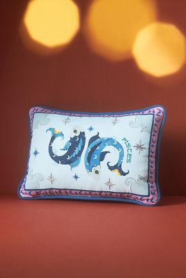 Shop Lou Benesch X Anthropologie Stargazer Cotton Embroidered Mini Zodiac Pillow