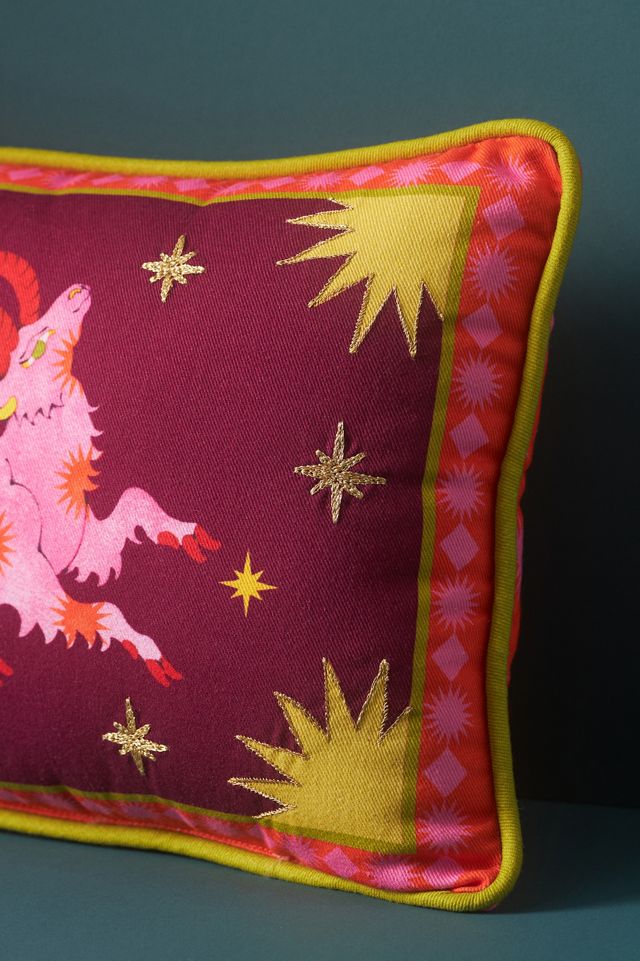 Lou Benesch x Anthropologie Mini Stargazer Embroidered Cotton Zodiac Pillow #2