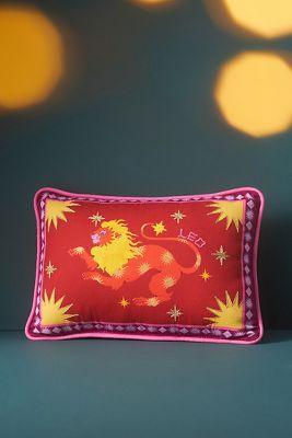 Shop Lou Benesch X Anthropologie Stargazer Cotton Embroidered Mini Zodiac Pillow