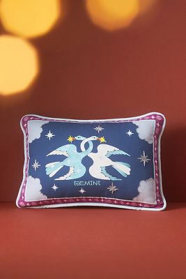 Shop Lou Benesch X Anthropologie Stargazer Cotton Embroidered Mini Zodiac Pillow