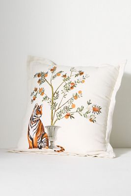 Menagerie Embroidered Cotton & Linen Pillow