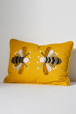 Anthropologie Mirabelle Cotton Embroidered Pillow