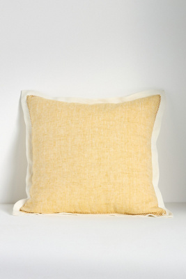 Anthropologie Lucy Linen Embroidered Pillow
