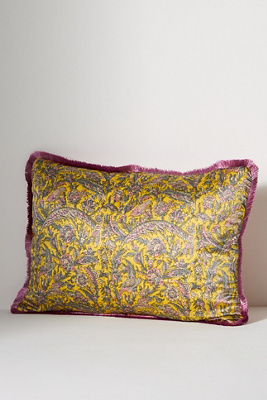 Anthropologie Silk Block Print Pillow