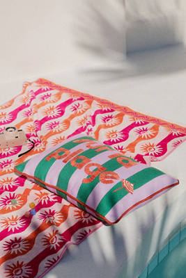 Anthropologie Beach Vibes Embroidered Indoor/outdoor Pillows