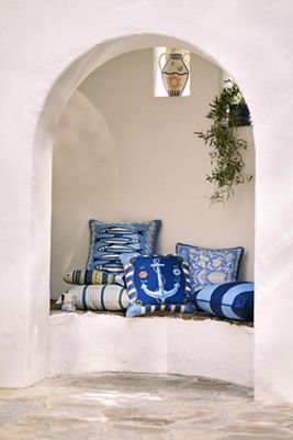 Coastal Printed Striped Indoor/Outdoor Pillow