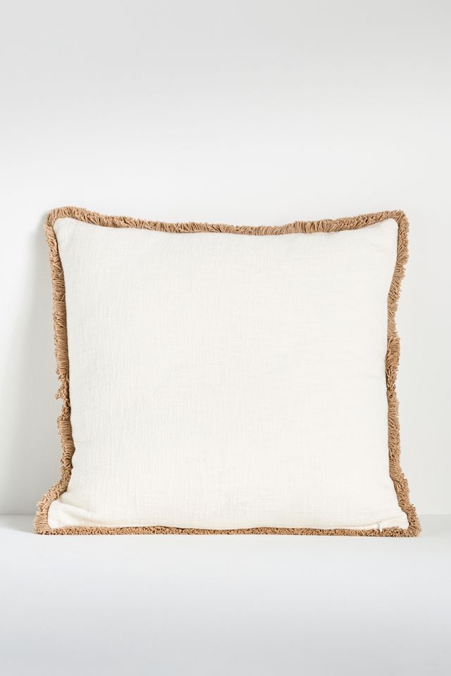 Stela Embroidered Cotton Fringe Pillow