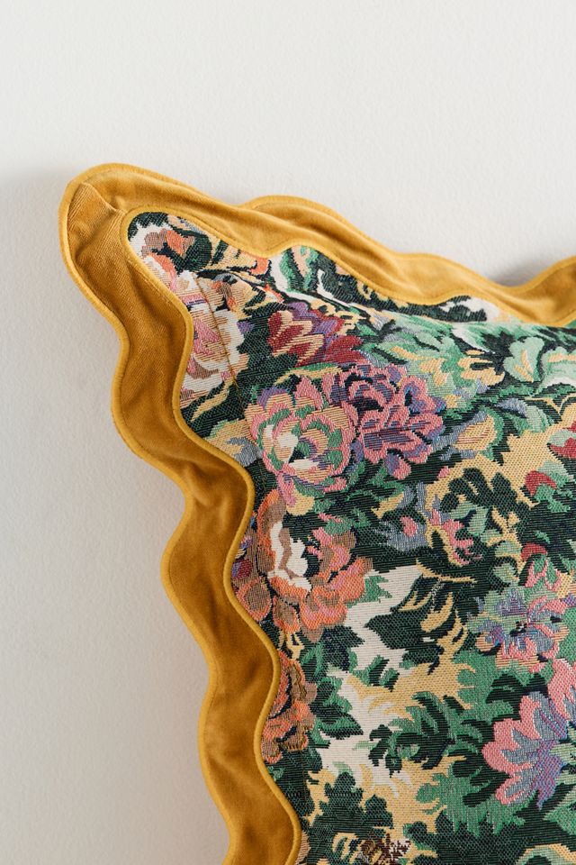 Gwendolyn Embroidered Floral Scalloped Trim Pillow #1