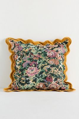 Gwendolyn Jacquard Floral Scalloped Trim Pillow