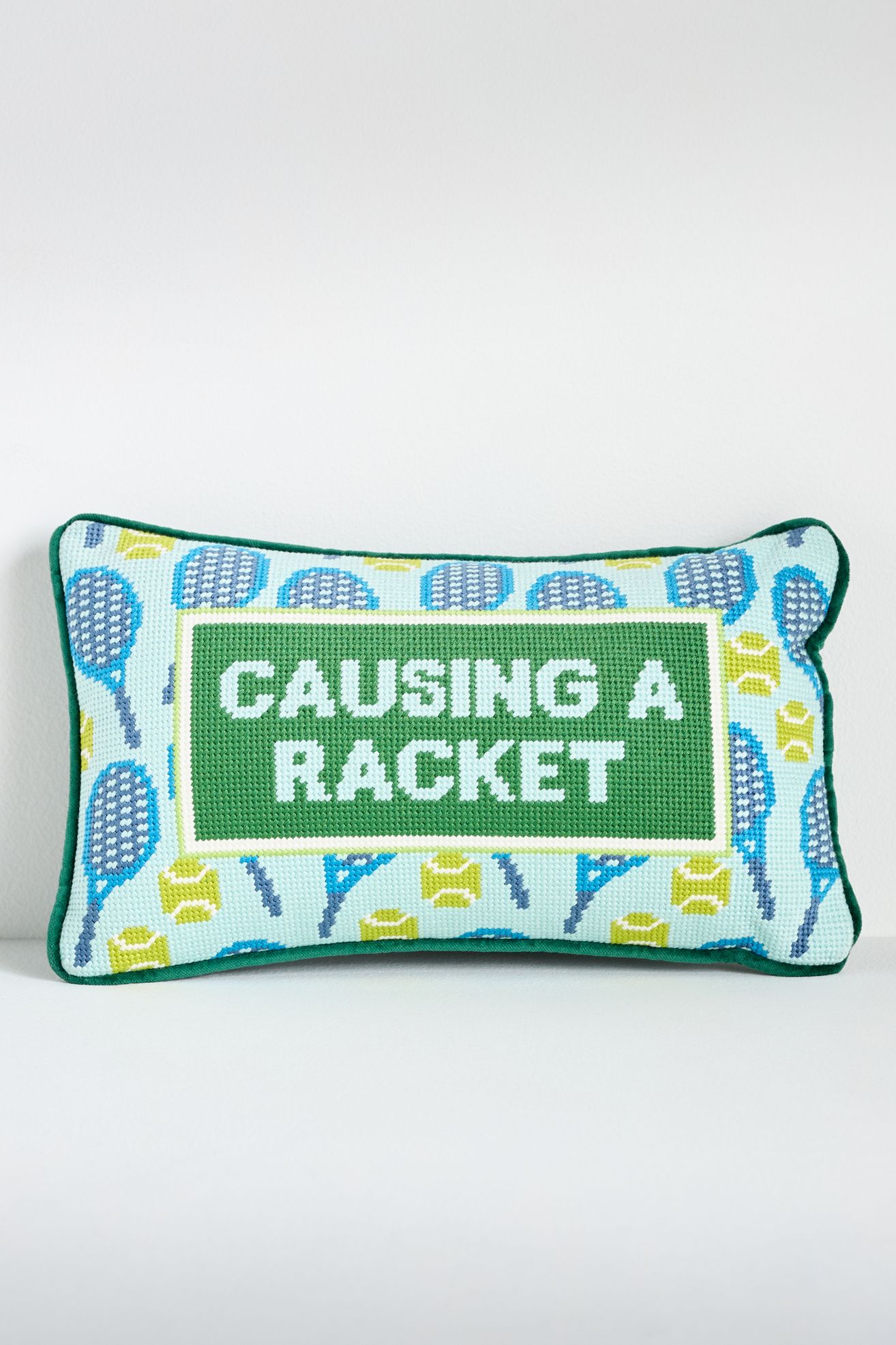 Furbish Studio Petite Needlepoint Pillow - Causing A Racket, Assorted