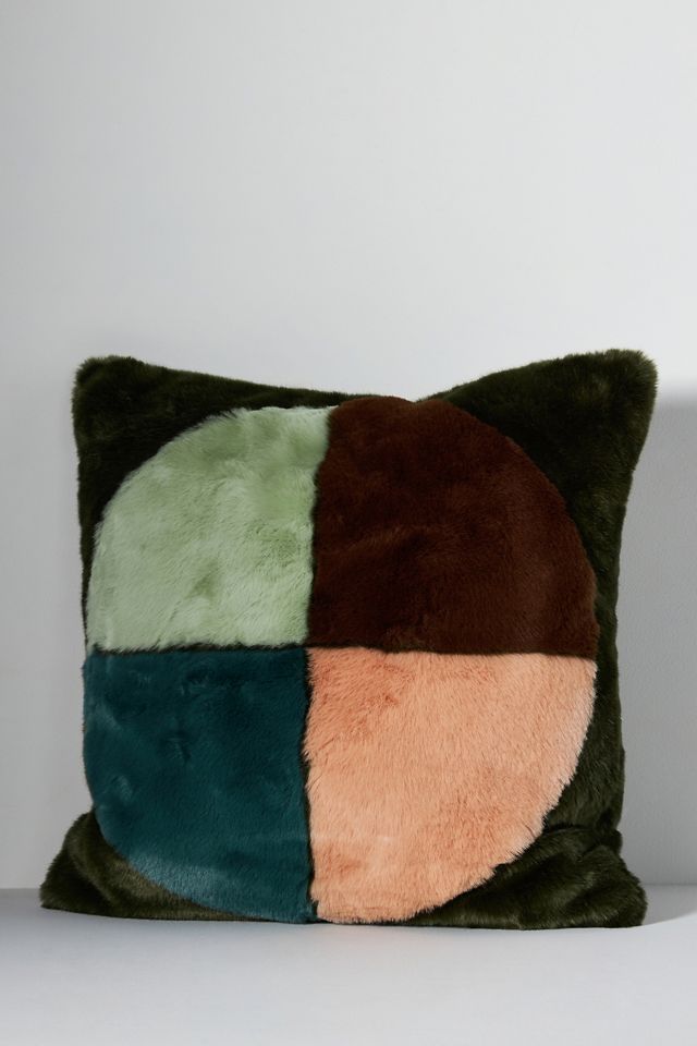 Dua Colourblock Faux-Fur Cushion #1
