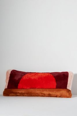 Anthropologie Dua Colourblock Faux-fur Cushion