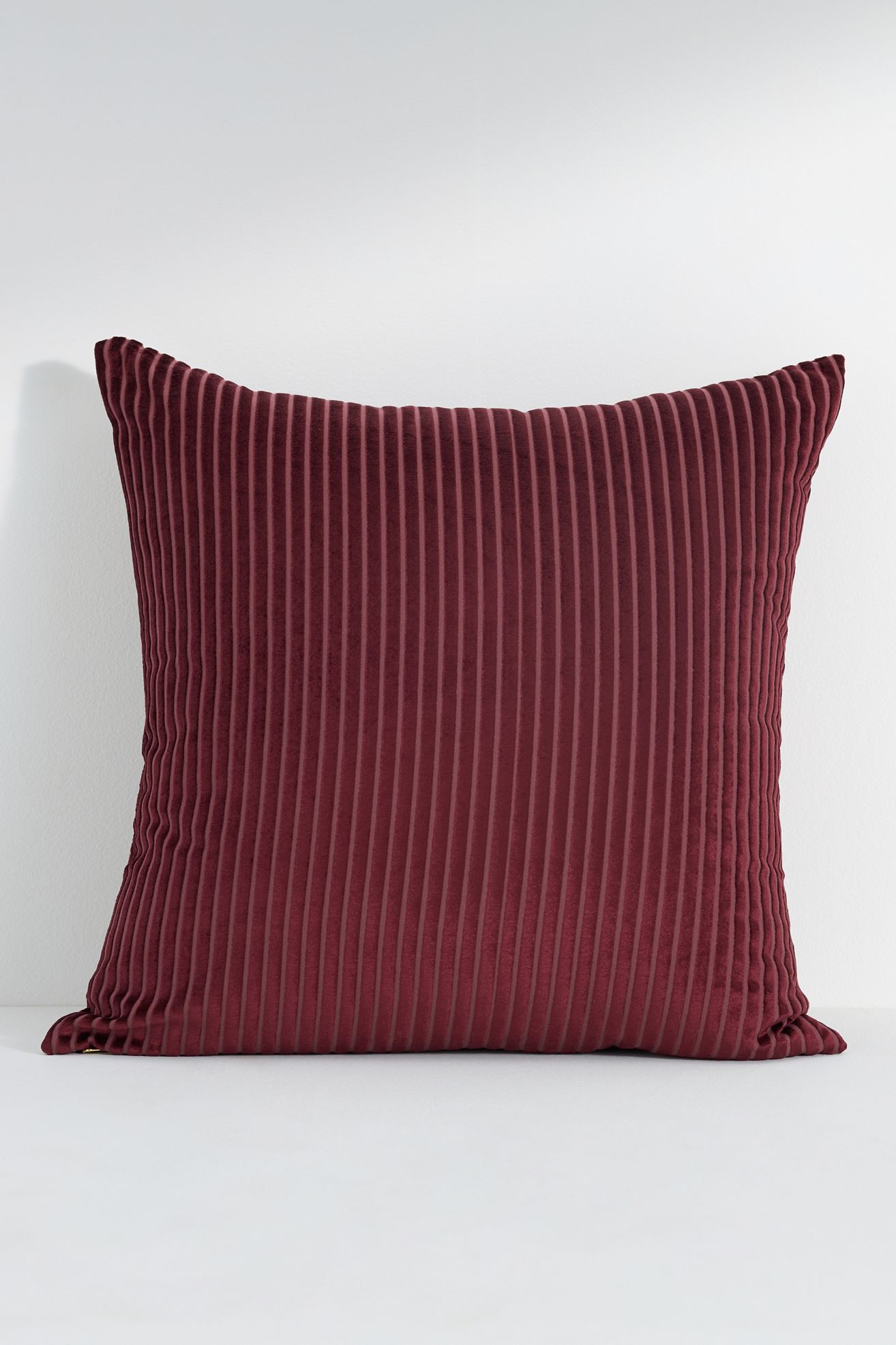 Fiora Ribbed Velvet Pillow - Wine, Standard, 22" X 22"