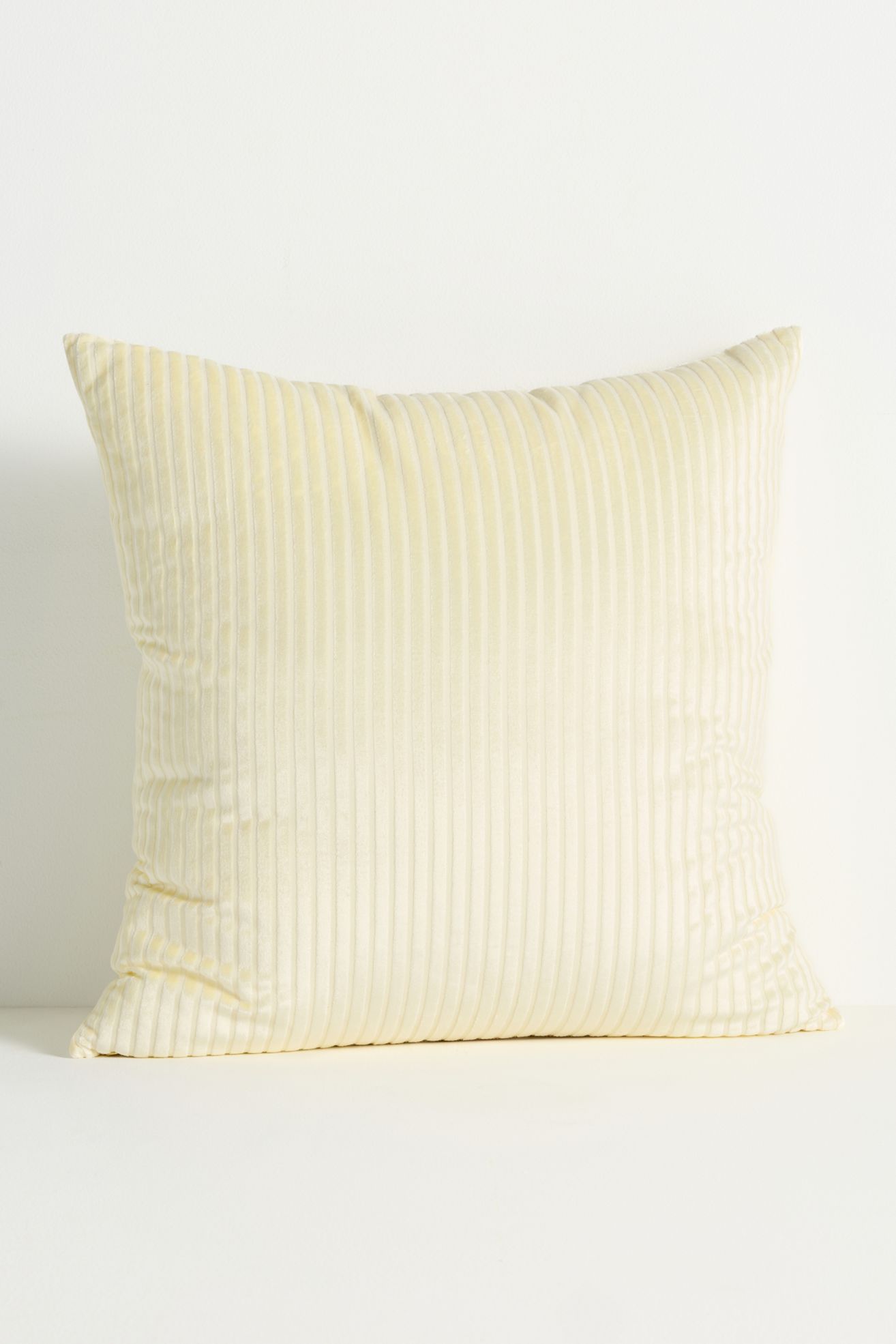 Fiora Ribbed Velvet Pillow - Light Yellow, 22" X 22"