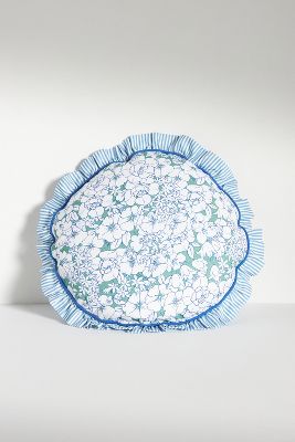 Anthropologie Nalini Floral Ruffle Cotton Cushion