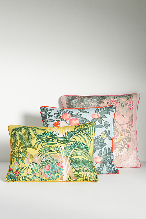 Anthropologie Priyanka Printed Linen-blend Cushion In Multi