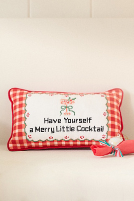 Furbish Studio Holiday Petite Needlepoint Pillow In Red