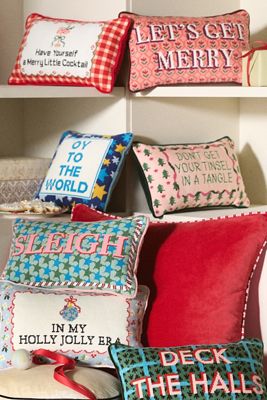 Furbish Studio Holiday Petite Needlepoint Pillow